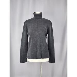 Lauren Ralph Lauren Sweater Womens XL Gray Ribbed Turtleneck Knit Preppy